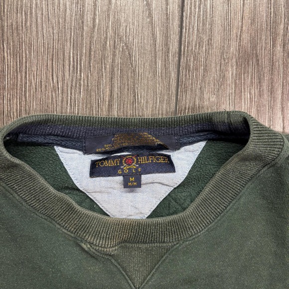 Vintage Tommy Hilfiger 1990s Green Blank Sweatshirt Medium Flag - Picture 3 of 8